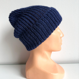 KIARA – czapka wywijana z alpaki 100% 5575 granatowa damska zimowa