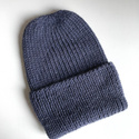 KIARA – czapka z alpaki damska 100% alpaka 4305 ciemne indygo, wywijana zimowa
