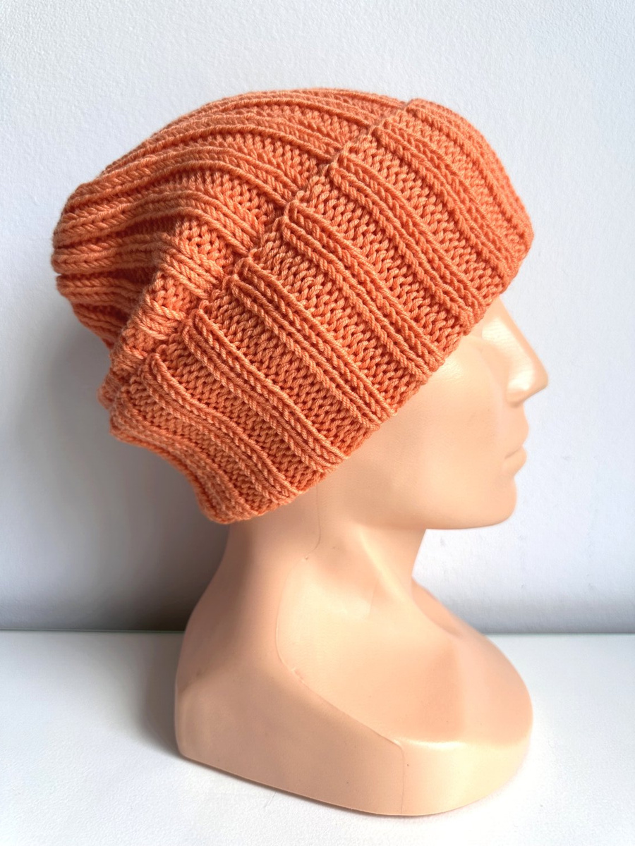 Wywijana czapka merino HELLI 100% Baby Merino 36 Pomarańczowy