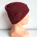 KIARA – czapka wywijana z alpaki 100% 5565 bordowo‑brązowy, jesienno‑zimowa