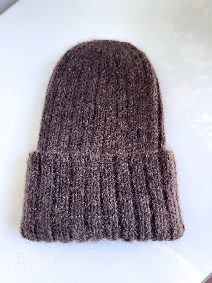 Ręcznie robiona czapka beanie MIRA 100% Merino plus moher i jedwab 13 dżins