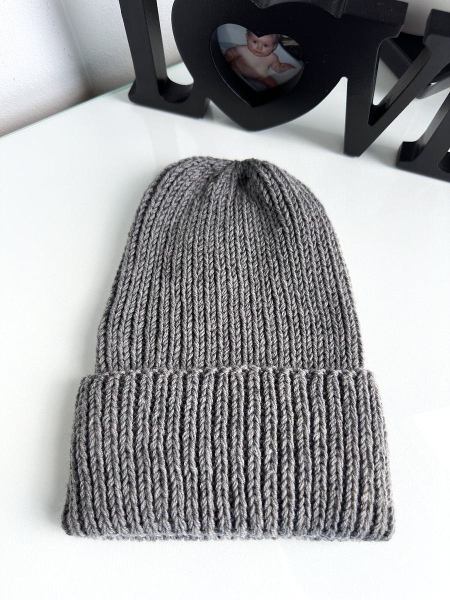 NANA Turn-Up Beanie in Baby Merino Wool 19 Grey