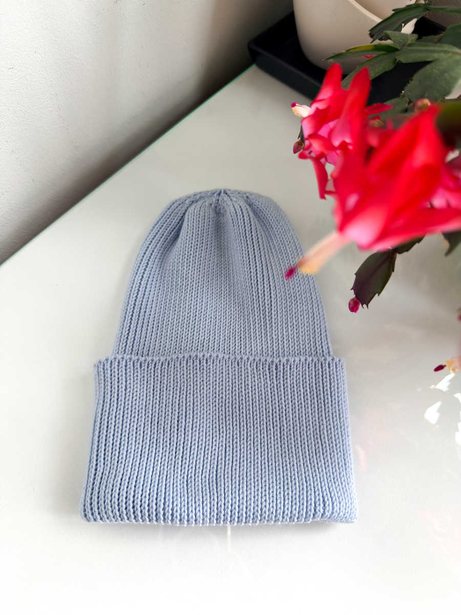 VARELLA – czapka merino wywijana 100% Baby Merino 53 Rosa niebieska