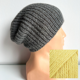 KIARA Women's Beanie 100% Alpaca 9028 tarta cytrynowa