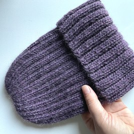 LAURIN – czapka z 100% alpaki wywijana 9023 Fioletowa Mgiełka