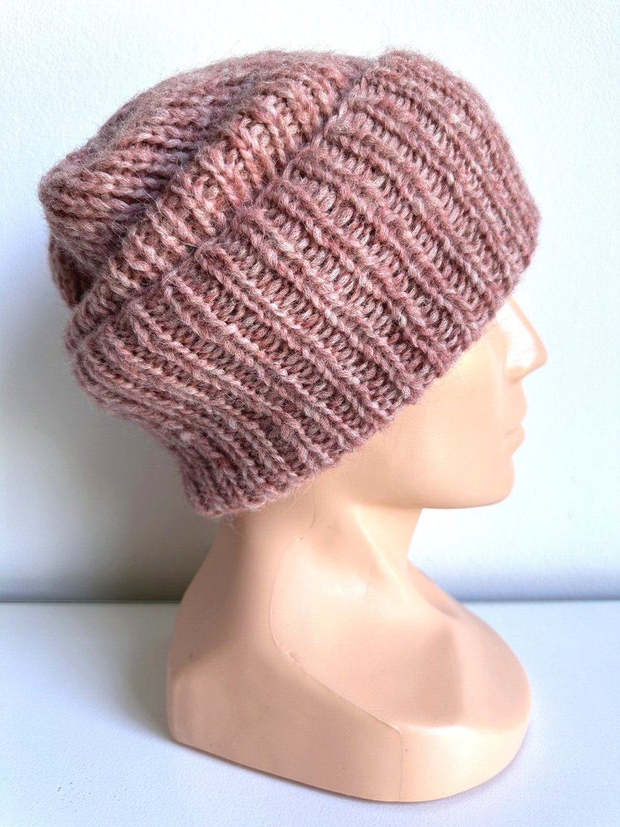 CHMURKA Handmade Turn-Up Alpaca Beanie 34 Różowy Marmur