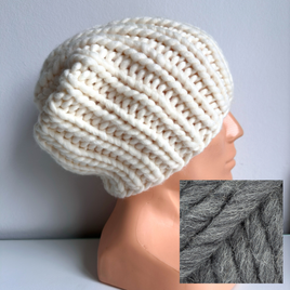 Ręcznie robiona czapka damska ASHER 100% Wełna owcza 03 Ciemny szary