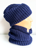 NANA – czapka wywijana beanie z wełny baby merino 13 granatowy