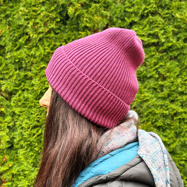 VARELLA – czapka beanie z wełny merino 100% baby merino 34 Wrzos jesienno‑zimowa