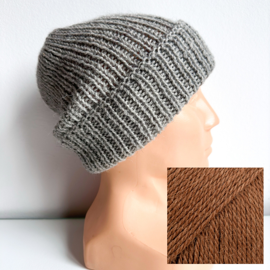 KIARA Turn-Up Alpaca Beanie 9041 Copper Brown