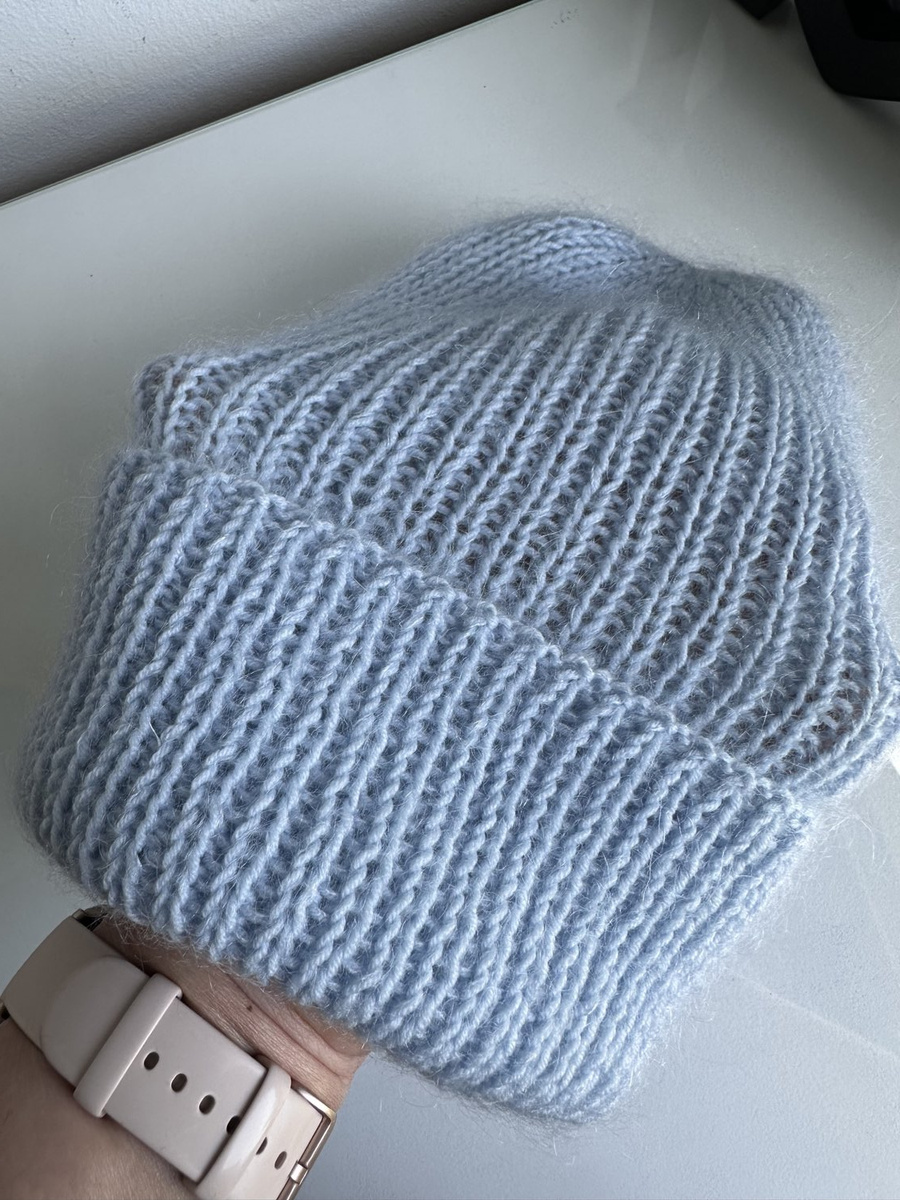 Ręcznie robiona czapka beanie AUREA 100% Baby Merino plus moher i jedwab 53/07 Rosa