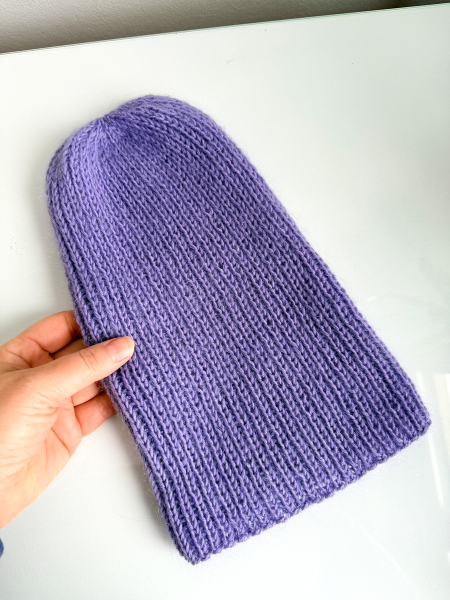 Handmade women's hat AUREA 100% baby merino plus mohair and silk 14/11 Purple