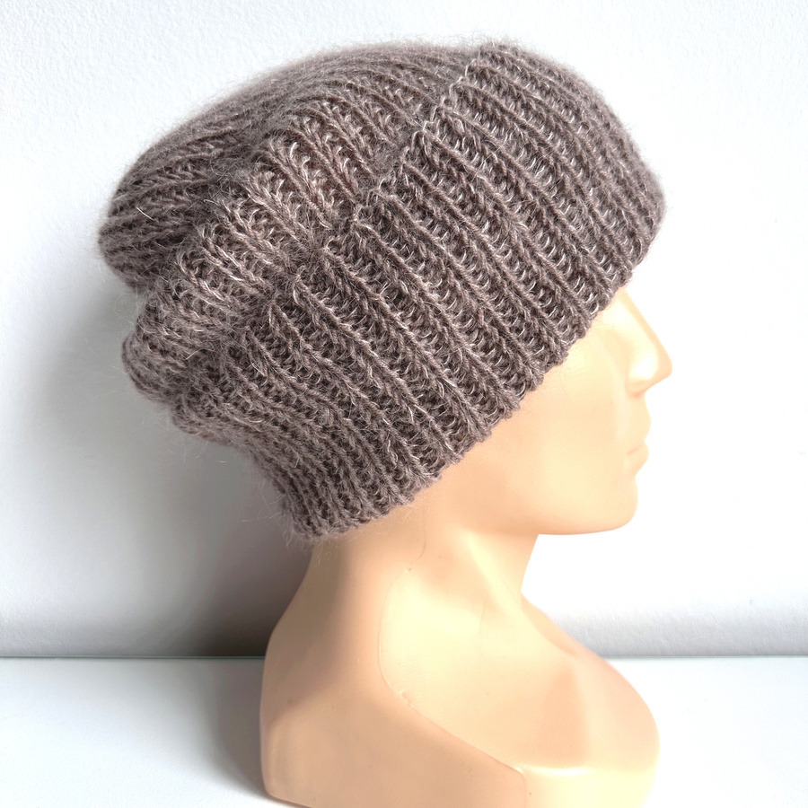 AUREA – ręcznie robiona czapka beanie baby merino + moher i jedwab damska / dziecięca 17/41 Beż