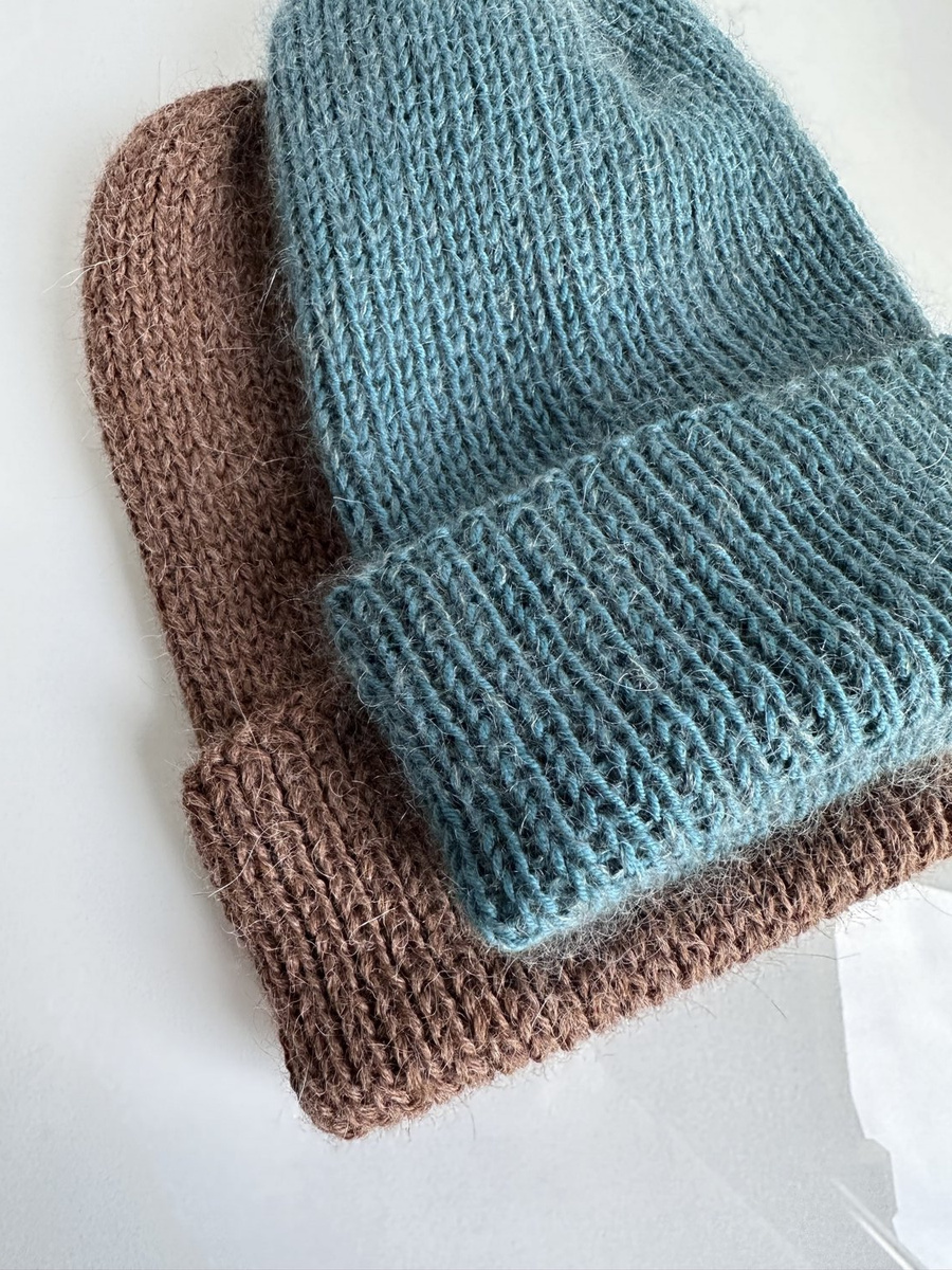 AUREA – ręcznie robiona czapka beanie merino + moher i jedwab damska / dziecięca 47/37 Morze Północne