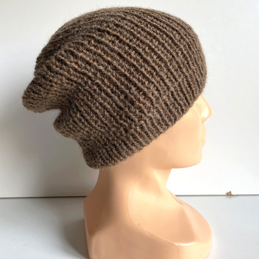 Czapka robiona na drutach KIARA 100% Alpaka 607 Brąz