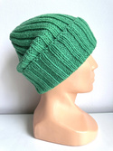 HELLI Mütze mit Umschlag aus Merinowolle 100% Baby Merino 31 jaskrawozielony Unisex