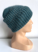 AUREA – ręcznie robiona czapka beanie merino + moher i jedwab damska / dziecięca 47/37 Morze Północne