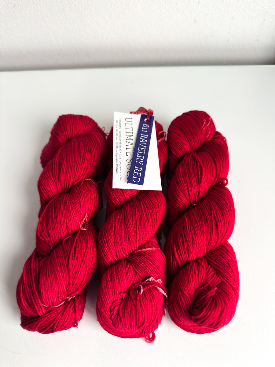 Ręcznie farbowana włóczka Malabrigo ULTIMATE SOCK merynos z nylonem US611 Ravelry Red