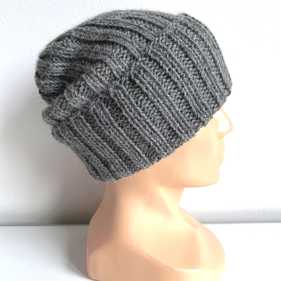 LAURIN Turn-Up Alpaca Beanie 517 Medium Grey