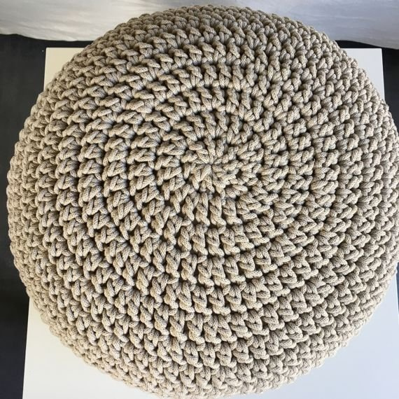 Pufa, puf ze sznurka bawełnianego beż 30x50 cm
