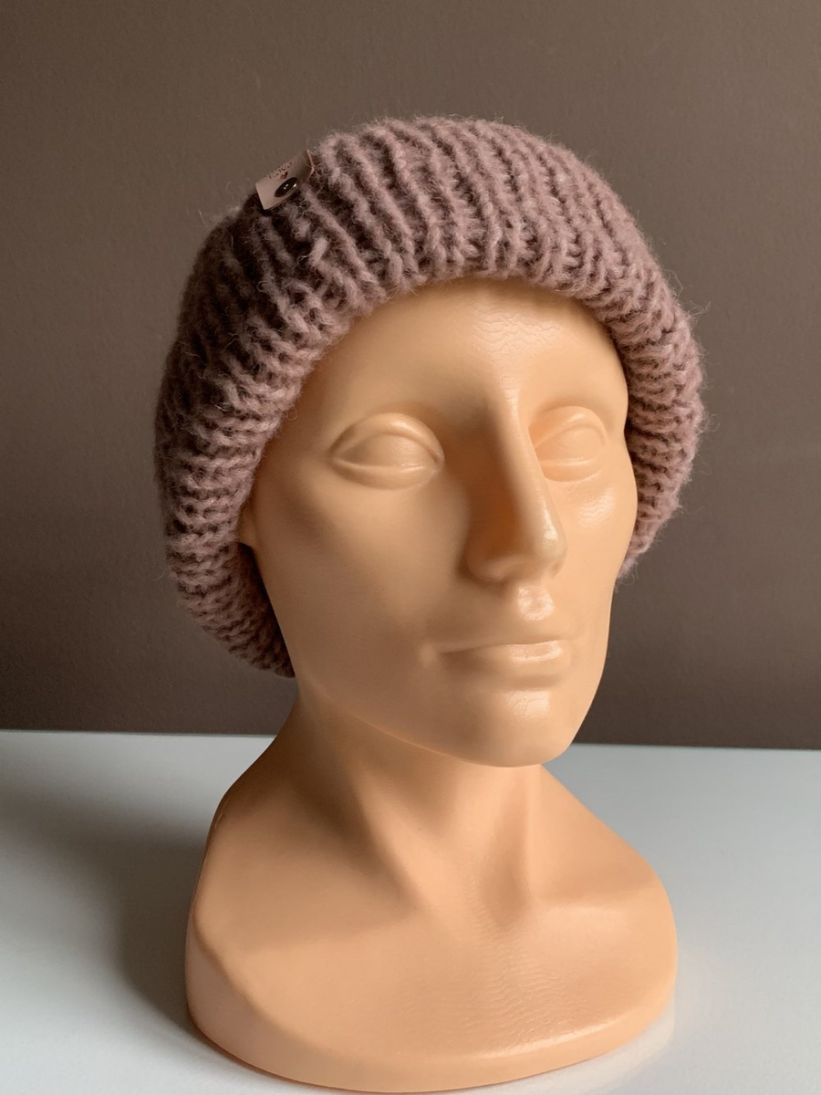 CHMURKA – czapka beanie z alpaki damska ręcznie robiona 29 fiołkowy