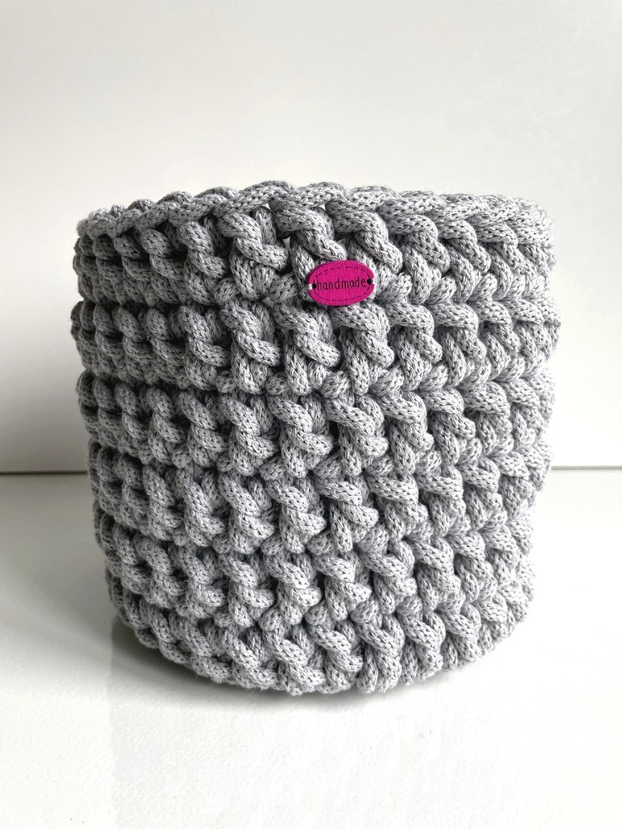 Koszyk ze sznurka bawełnianego Jasny Szary 100 16x17 cm