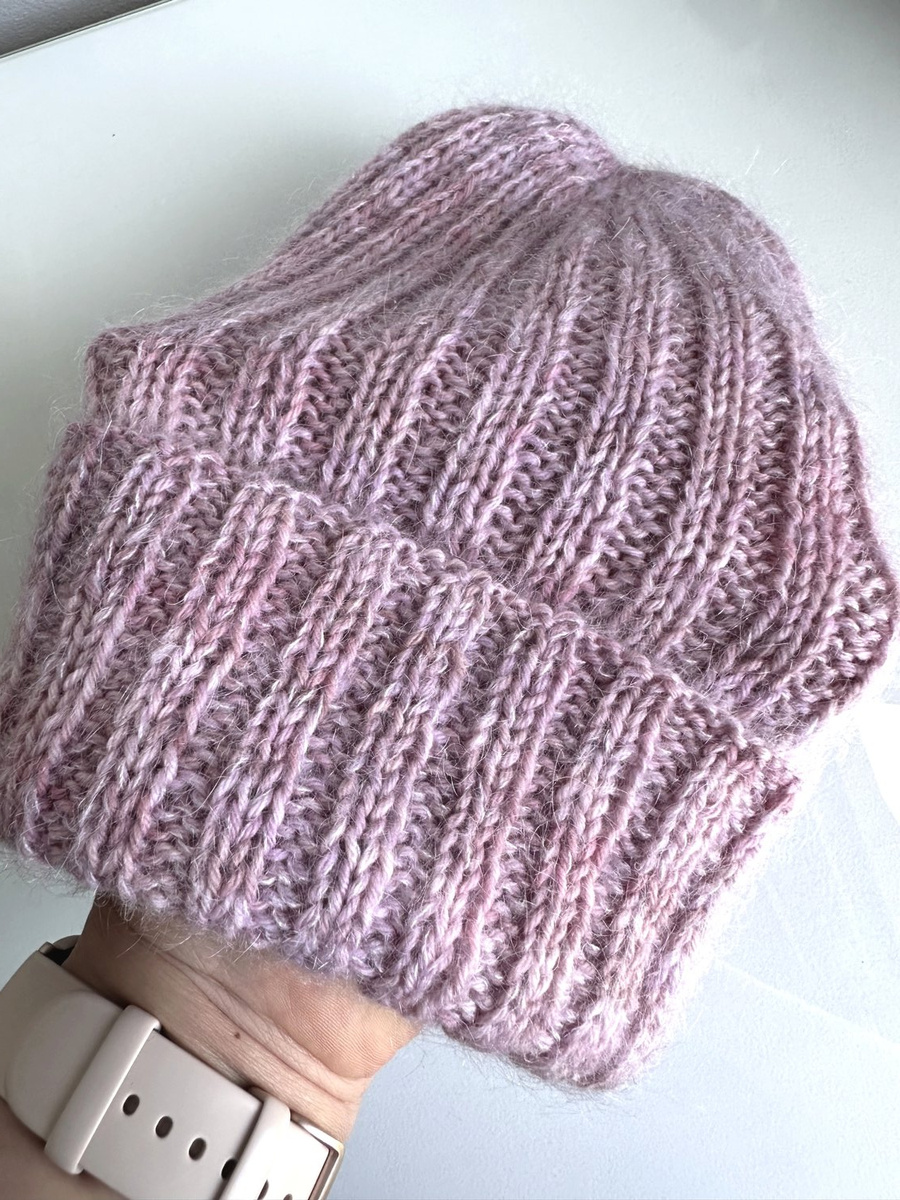 Ręcznie robiona czapka beanie AUREA 100% Ręcznie farbowana Baby Merino plus moher i jedwab Magnolie - edycja limitowana