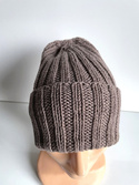 HELLI – czapka beanie wywijana z wełny baby merino 100% 17 beż, jesienno-zimowa, unisex