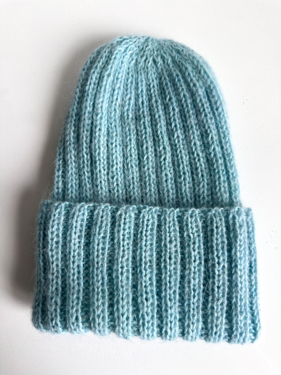 MARGARET – ręcznie robiona czapka wywijana alpaka + moher i jedwab 2917/58 Turkusowy