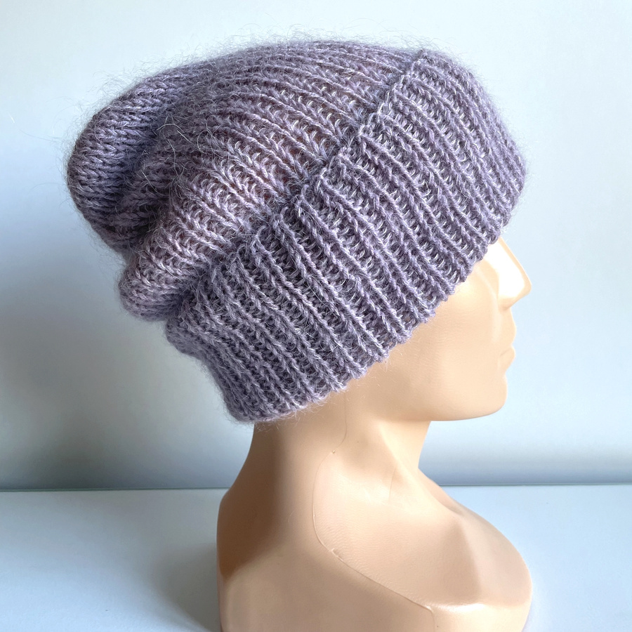 AUREA – ręcznie robiona czapka beanie baby merino + moher i jedwab damska/dziecięca 39/09 Fioletowa Orchidea