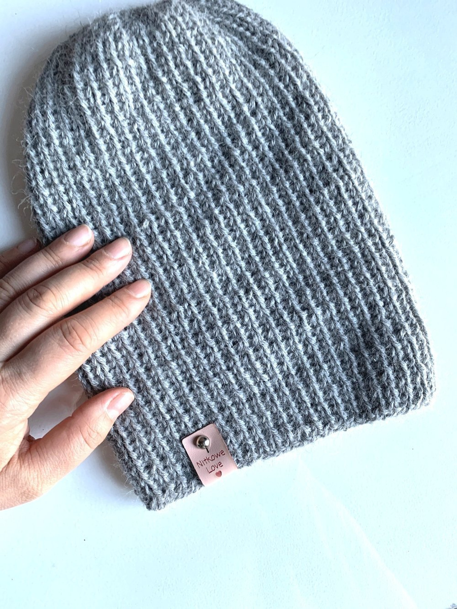 KIARA – czapka z alpaki 100% beanie 501 jasny szary damska zimowa