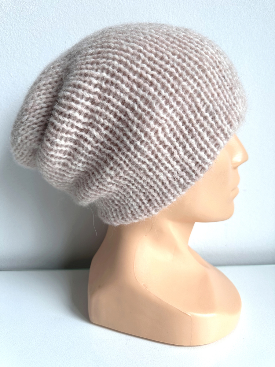 CHMURKA Doppelte Beanie-Mütze aus Alpaka 33 Różowy Piasek