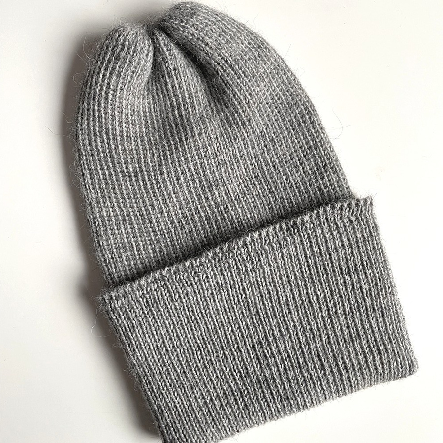 HELEN Turn-Up Beanie 100% Alpaca 501 Light Grey