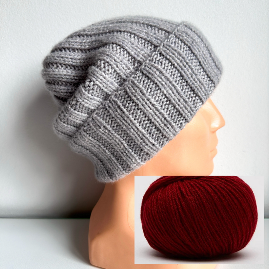 MARLA Turn-Up Cashmere Beanie 100% 714 Scarlatta