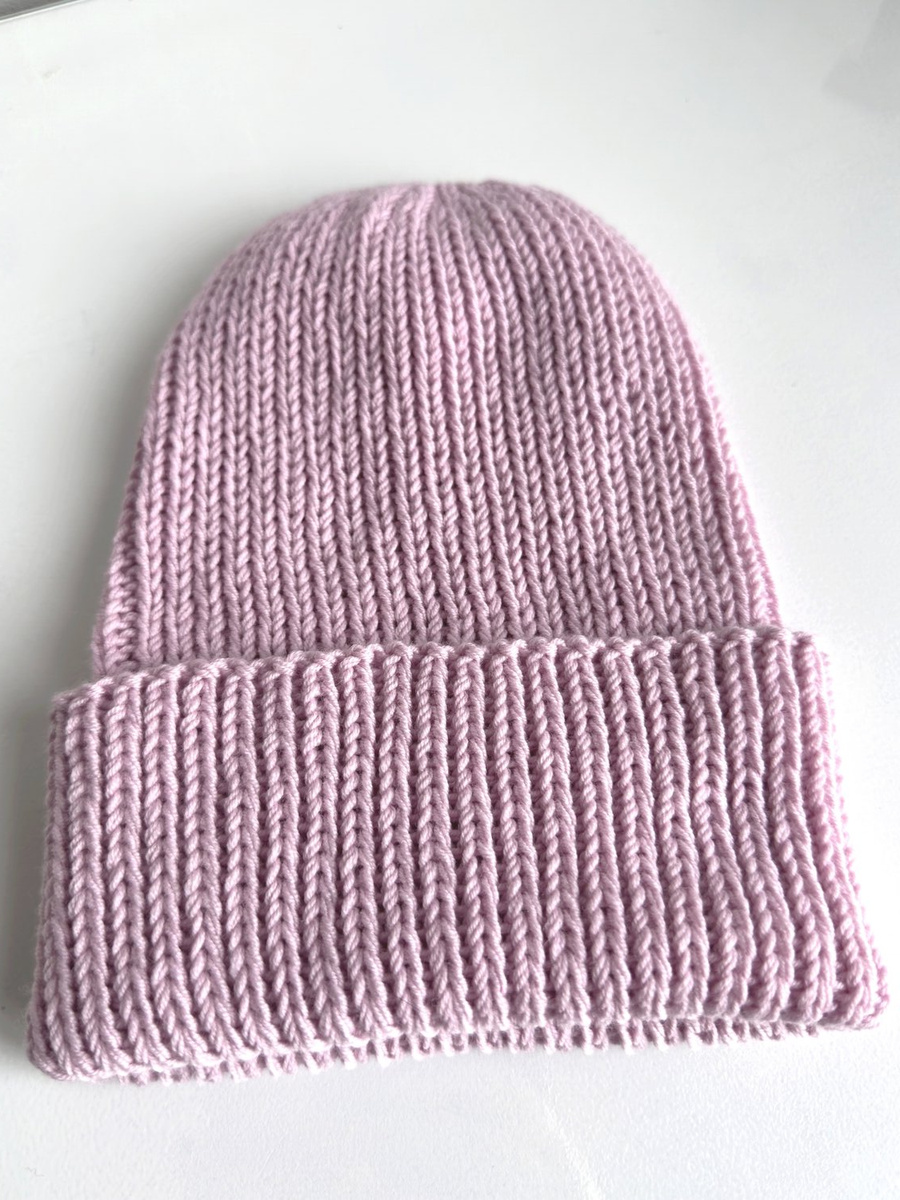 NANA – czapka beanie wywijana z wełny baby merino 54 Pudrowy Róż