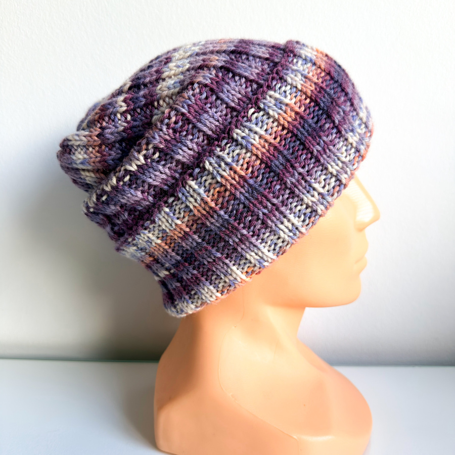 NELLI – czapka merino wywijana 15 Fioletowy Deszcz unisex zimowa