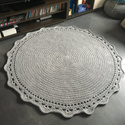 Ręcznie robiony Dywan okrągły ze sznurka bawełnianego ŚLIMAK Z KORONKĄ