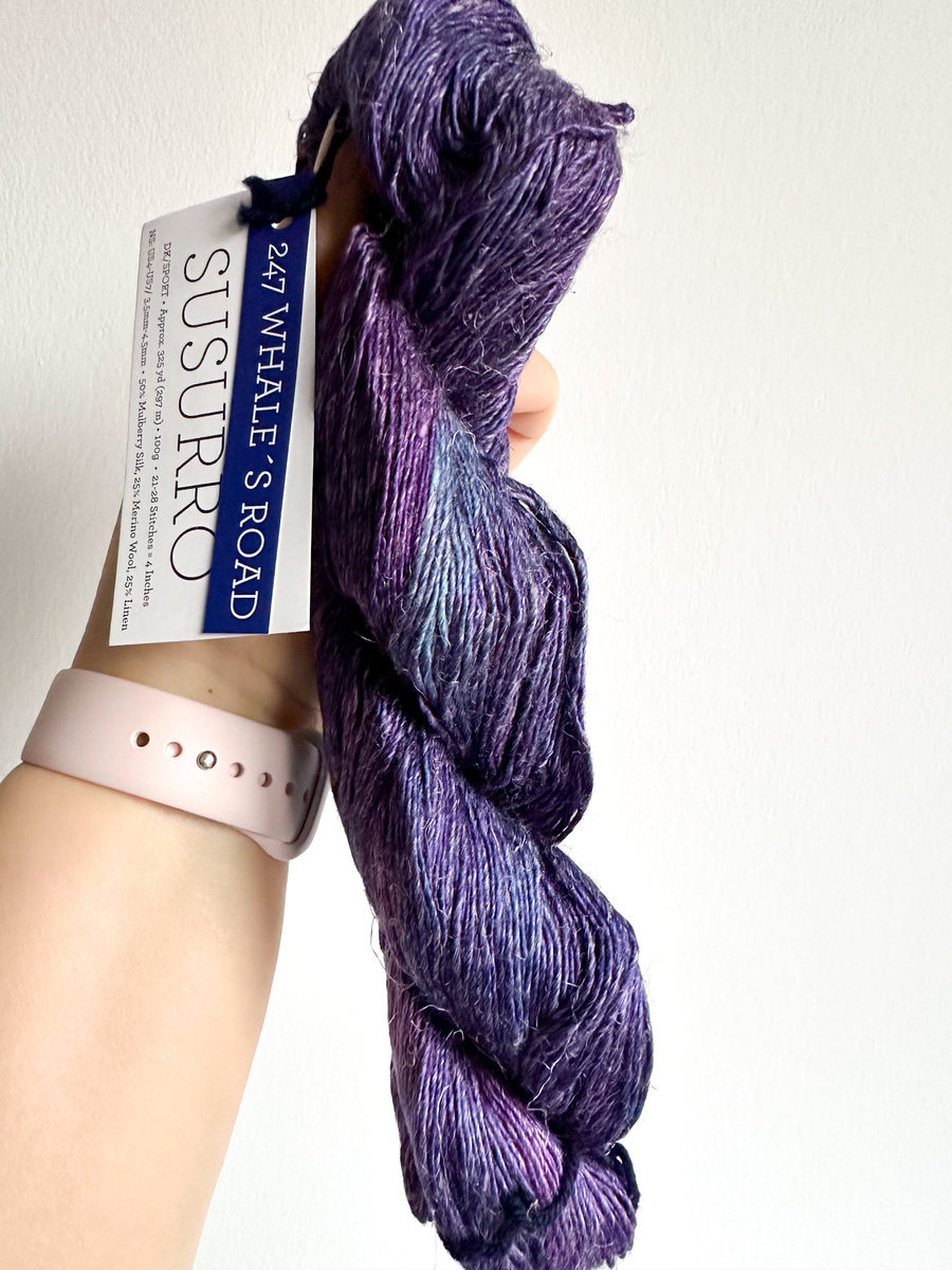 Ręcznie farbowana włóczka Malabrigo SUSURRO jedwab, len i merynos SUS247 WHALES ROAD