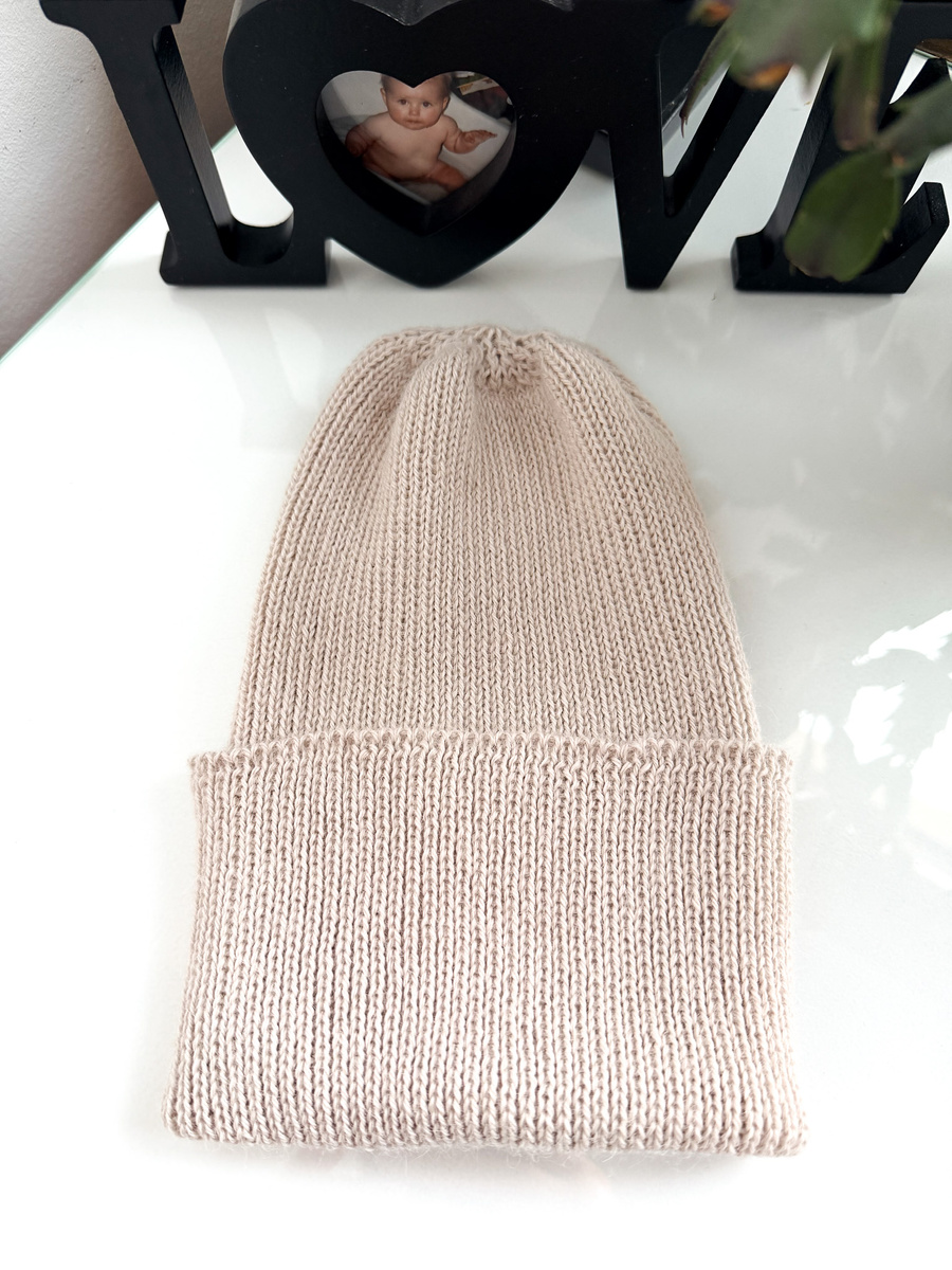 HELEN Turn-Up Beanie 100% Alpaca 9036 Wheat