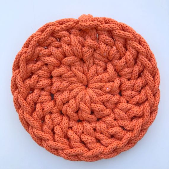 Podkładka pod kubek ze sznurka bawełnianego 11 cm pomarańczowy