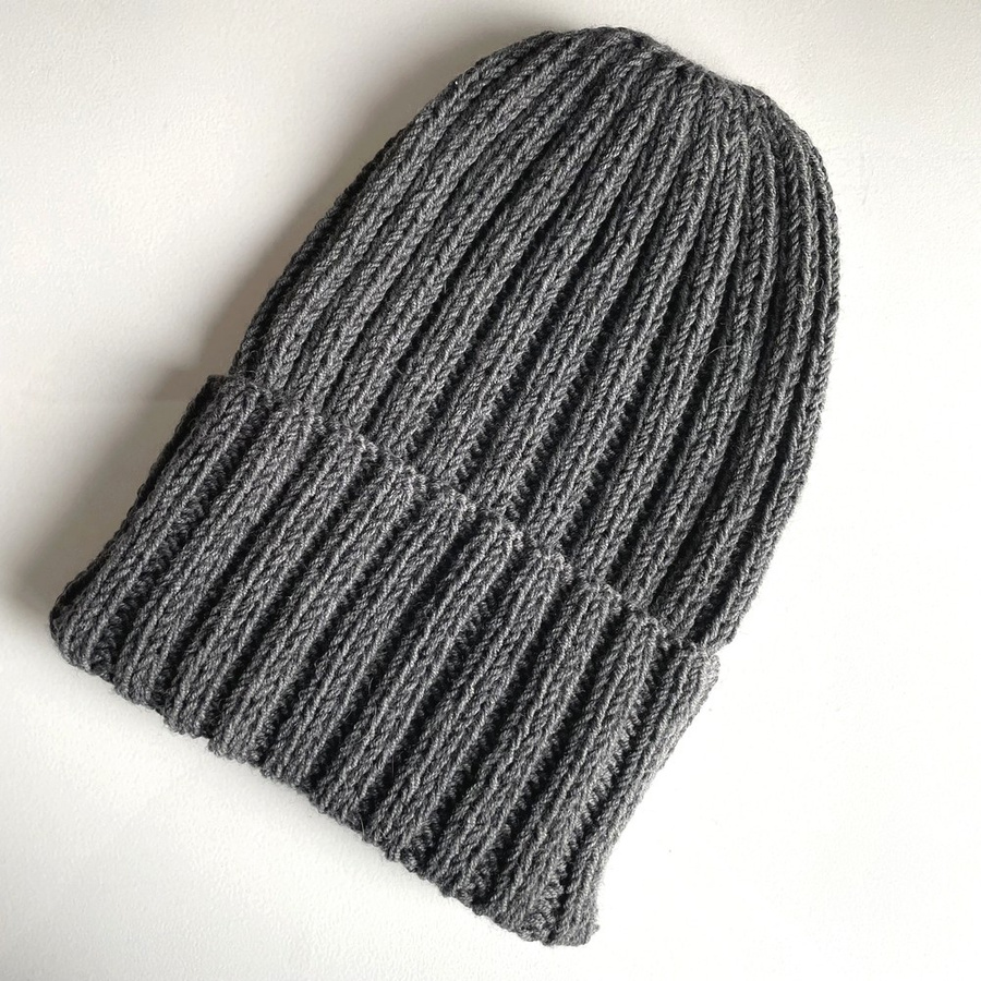 HELLI – czapka beanie wywijana z wełny baby merino 20 Ciemny szary
