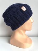 HELLI – wywijana czapka z wełny merino 100% Baby Merino 13 Granatowy, unisex, jesienno-zimowa