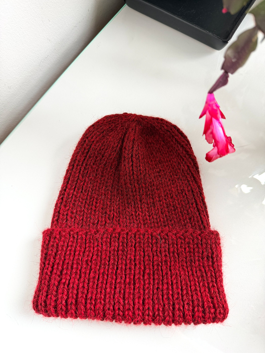 KIARA – czapka wywijana z alpaki 100% 3650 Bordowy damska zimowa