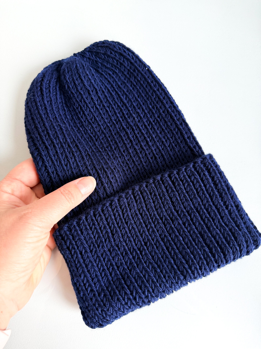 Czapka wywijana NANA 100% Baby Merino 13 Granatowy