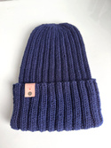 HELLI – wywijana czapka z wełny merino 100% Baby Merino 13 Granatowy, unisex, jesienno-zimowa