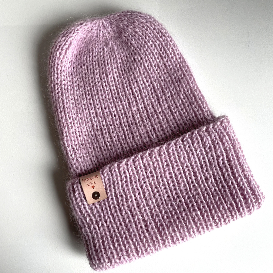 AUREA – ręcznie robiona ciepła czapka beanie baby merino + moher i jedwab dziecięca/damska 26/03 Jasny Stary Róż