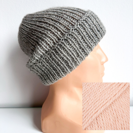 KIARA – czapka wywijana z alpaki 100% 9033 lody truskawkowe damska