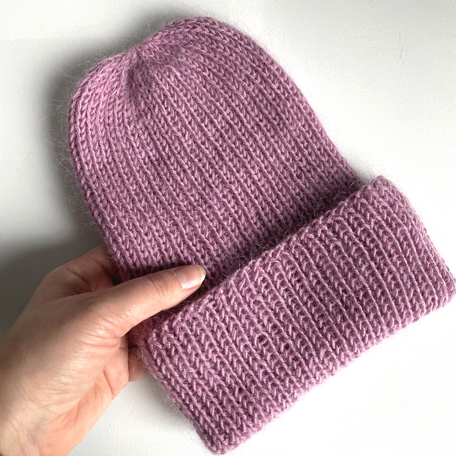 AUREA – ręcznie robiona ciepła czapka beanie baby merino + moher i jedwab dziecięca/damska 27/04 Stary Róż