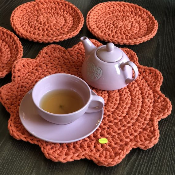 Podkładka ze sznurka bawełnianego 37 cm pomarańczowy