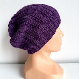 LAURIN – czapka z alpaki damska 100% 4400 ciemny fiolet